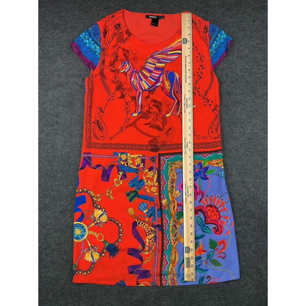 Desigual Koda Dress Size 40 Shift Mini Patchwork BOHO Scarf Print Festival Artsy - Picture 10 of 16